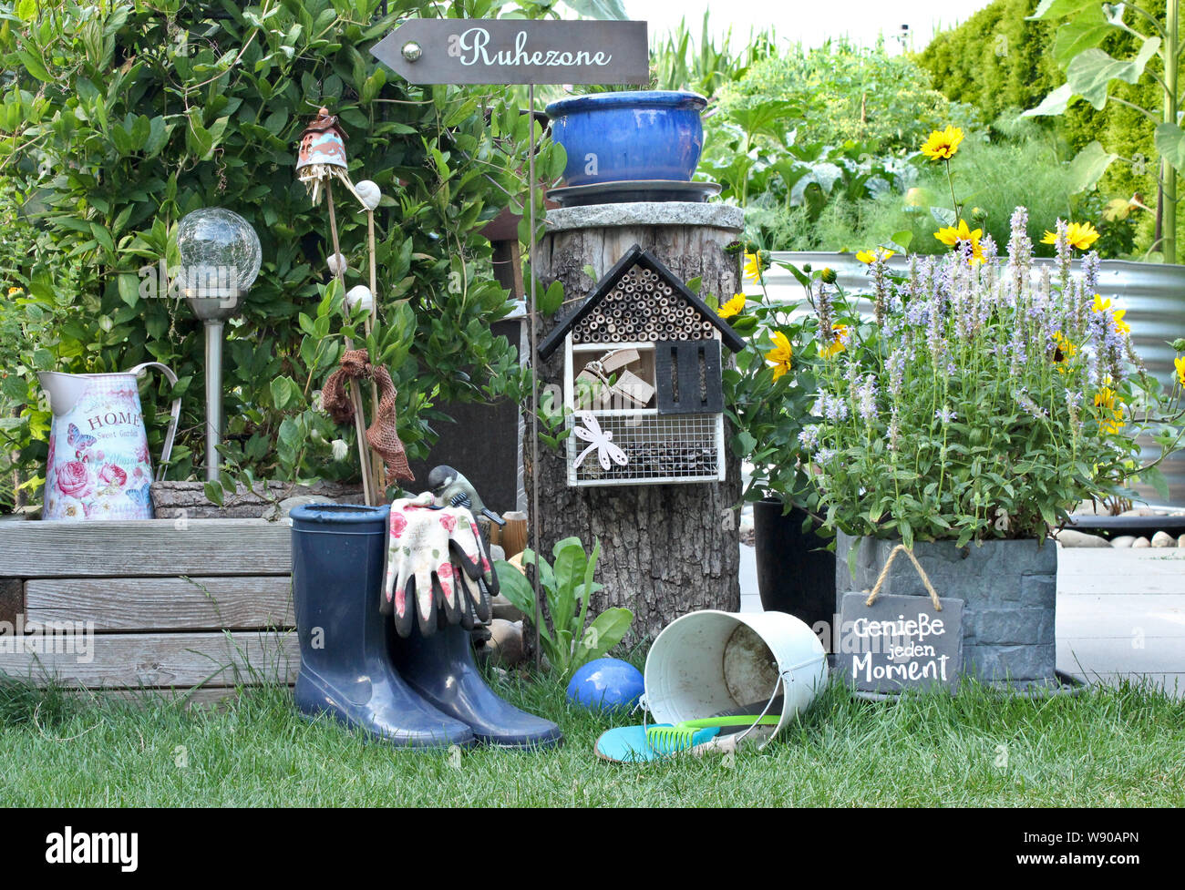 Zone calme dans jardin Banque D'Images