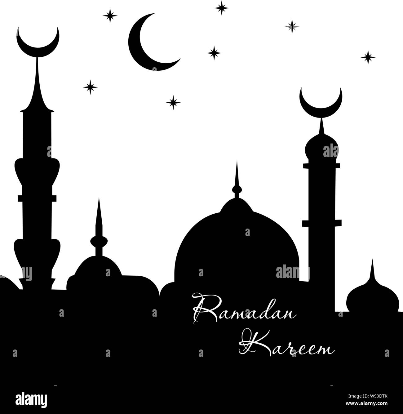 Ramadan Kareem la calligraphie arabe islamique mosquée ligne design de souhaits dome avec motif classique et de la lanterne - Vector illustration Illustration de Vecteur