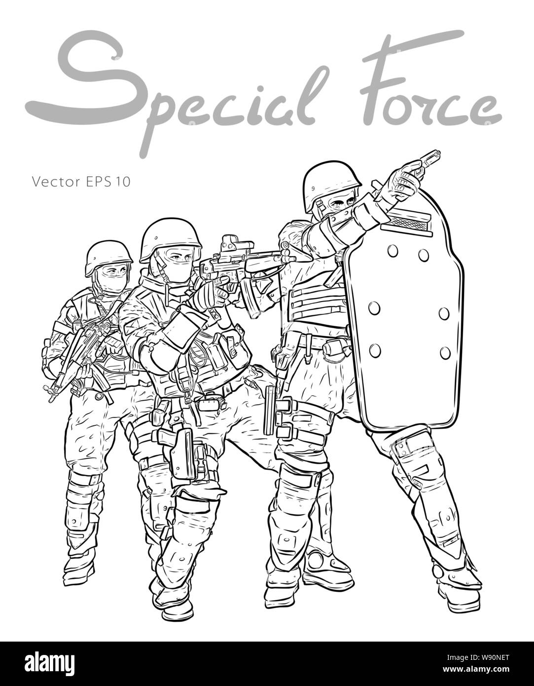 Les forces de police. L'opération de lutte contre la terreur Dessin vectoriel Illustration de Vecteur