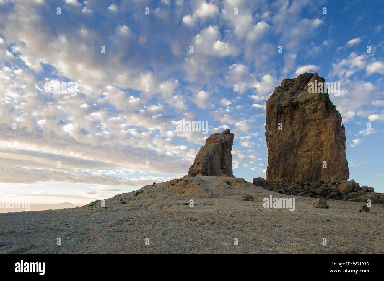 Roque Nublo, une roche volcanique sur l'île de Gran Canaria, Îles Canaries, Espagne avec personne. Banque D'Images