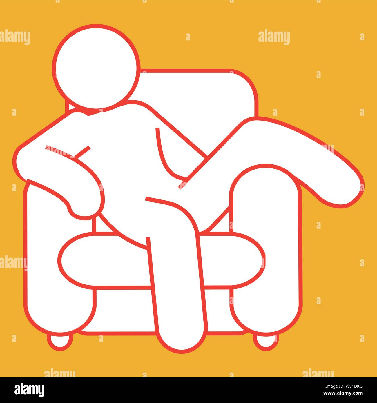 La figure repose dans une chaise se penche au-dessus du coude l'un bras jambe penché au-dessus de l'autre bras Illustration de Vecteur