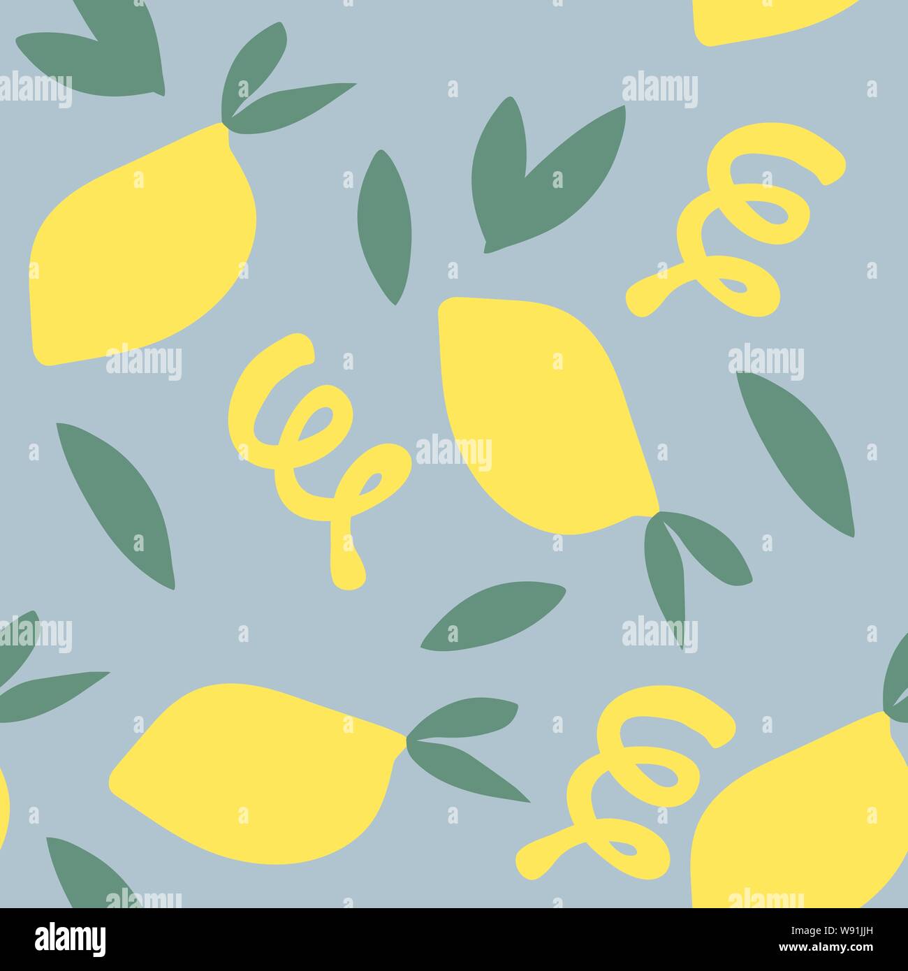 Profil de citrons sans vecteur, les feuilles et le zeste dans un style simple sur fond de menthe Illustration de Vecteur