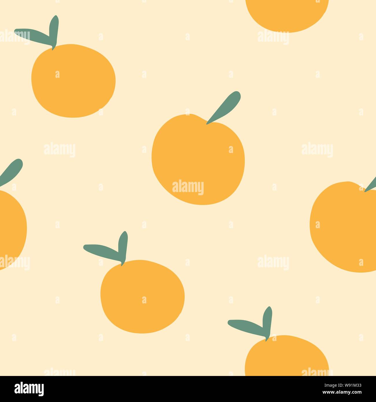 Modèle d'oranges sans vecteur dans un style simple sur fond orange pastel Illustration de Vecteur