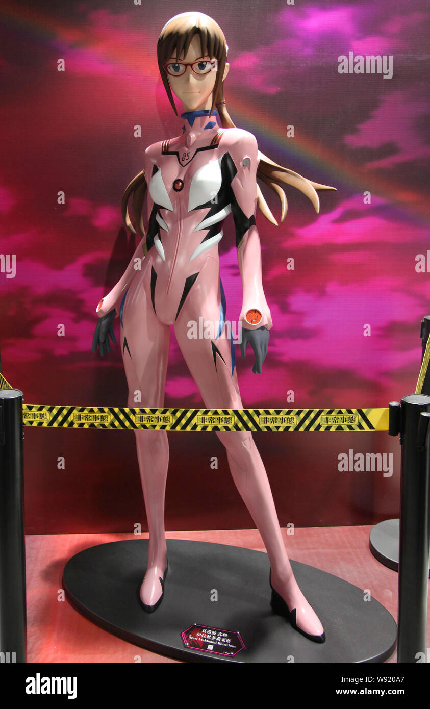 Un modèle grandeur nature de Mari Illustrious Makinami, un personnage de la série animée Neon Genesis Evangelion, est affiché pendant l'Expo EVA Banque D'Images