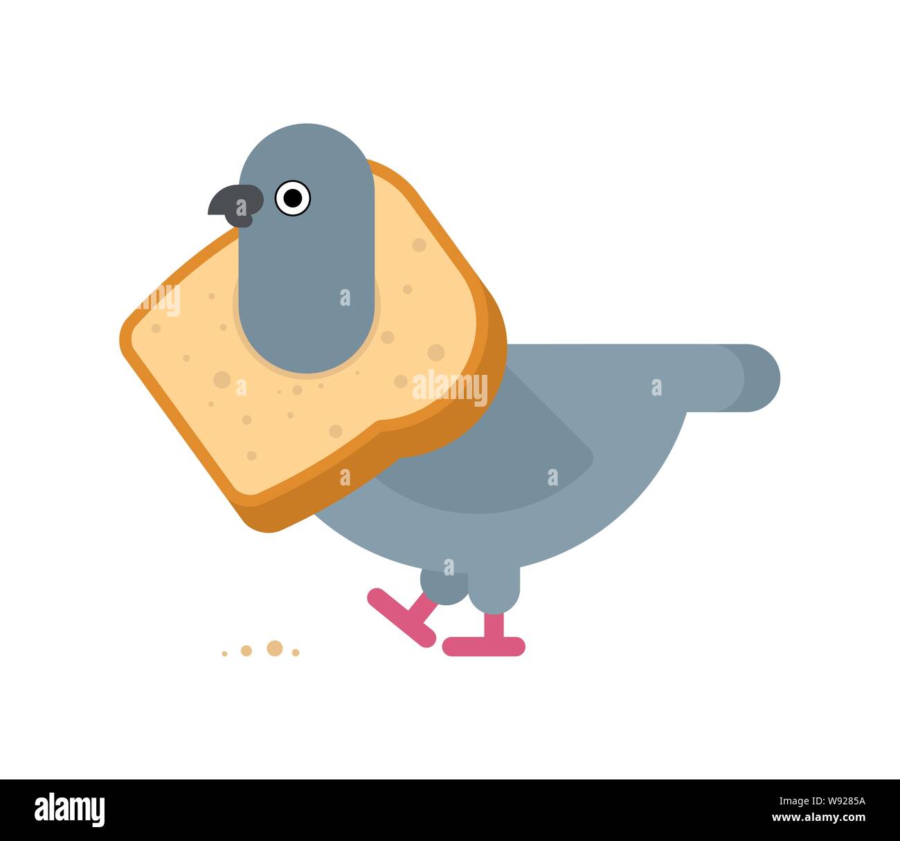 Pigeon sur le cou de pain. vector illustration Illustration de Vecteur