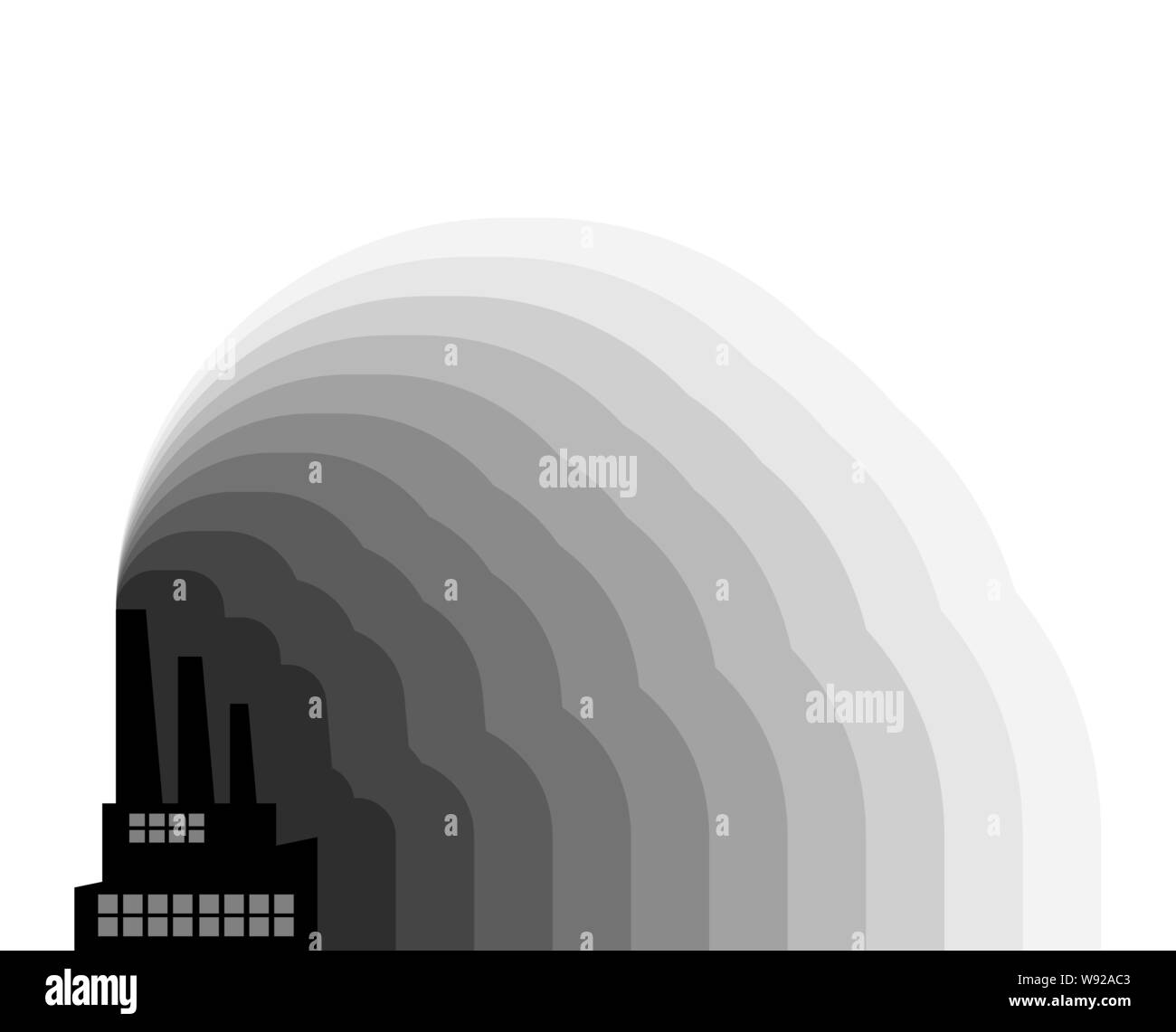 Usine et la pollution de l'air. La fumée grise autour de plant Illustration de Vecteur