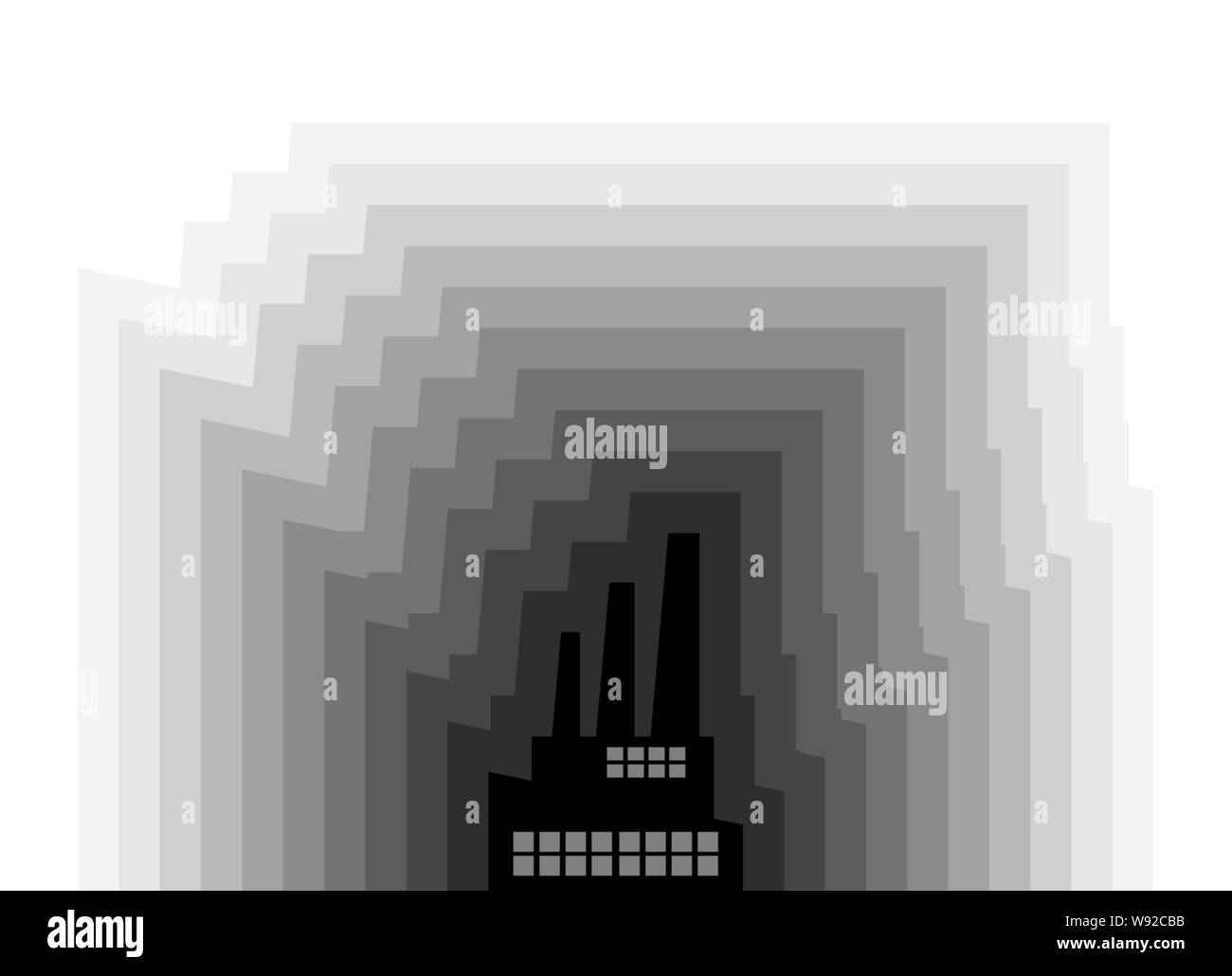 Usine et la pollution de l'air. La fumée grise autour de plant Illustration de Vecteur