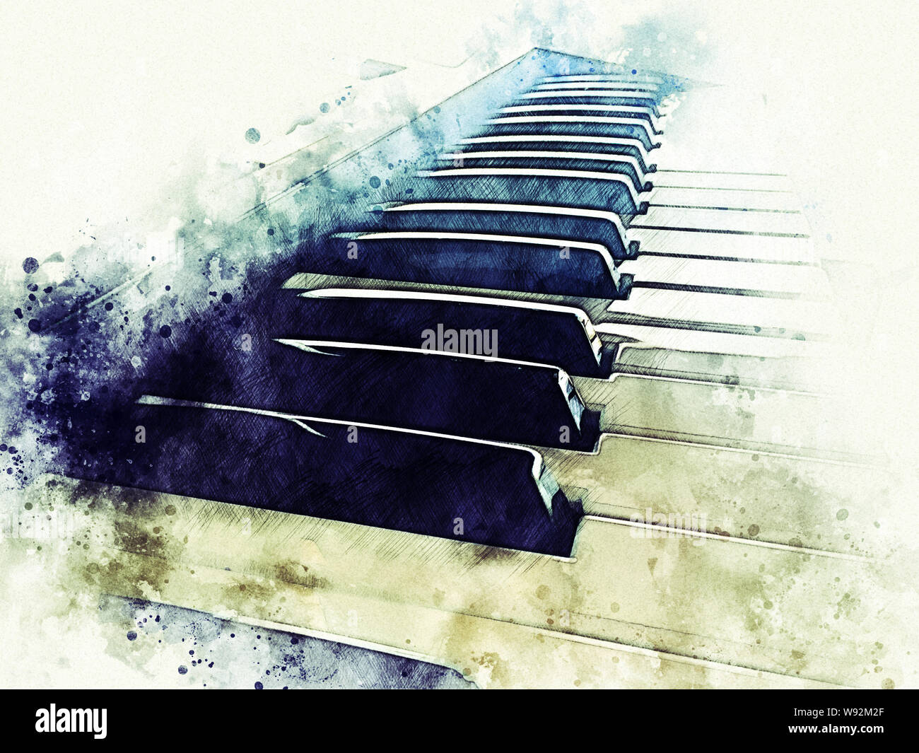 Clavier de piano abstrait peinture aquarelle illustrtion arrière-plan Photo  Stock - Alamy