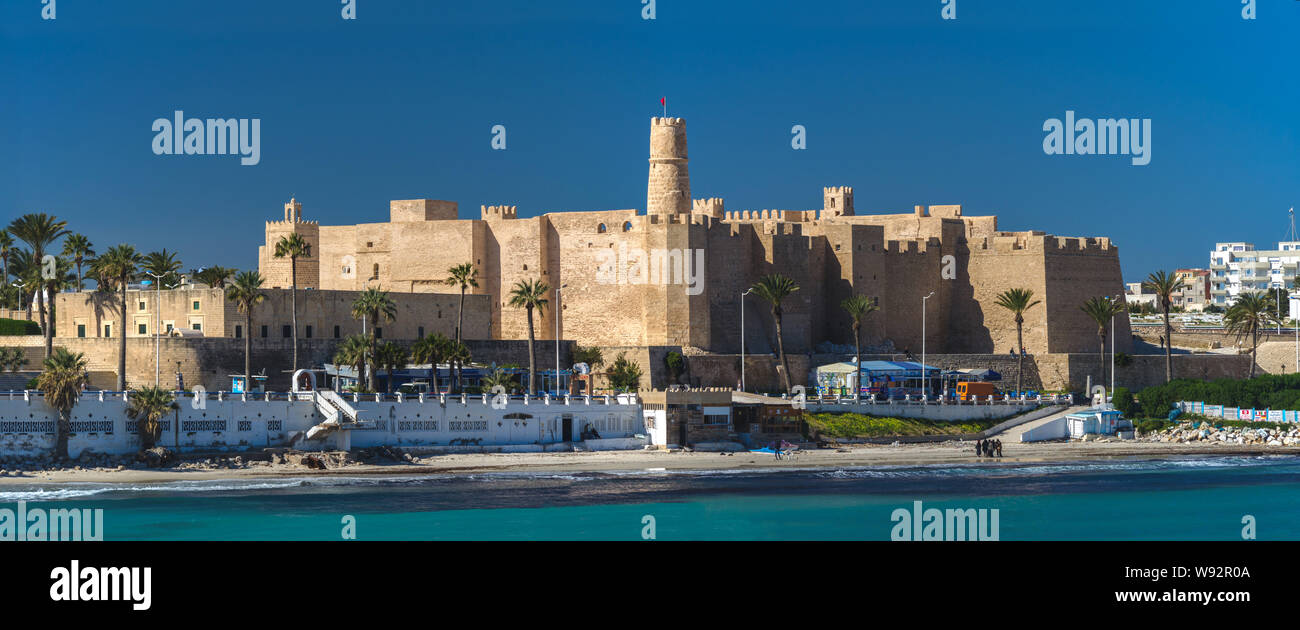 Le Ribat de Monastir - ribat, une structure défensive islamique, situé à Monastir, Tunisie Banque D'Images