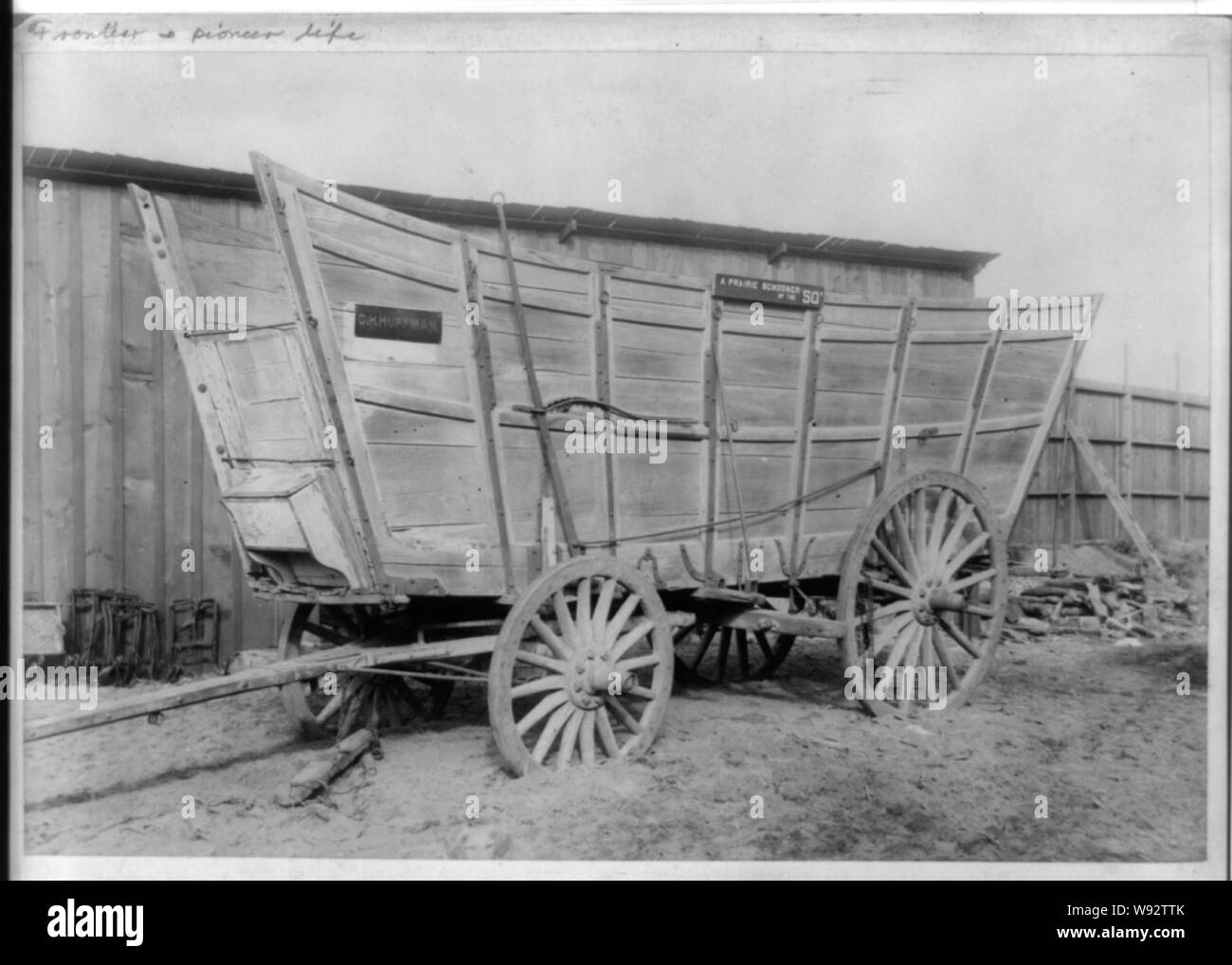 Une prairie schooner des années 50 à '49 camp minier. Exposition internationale de l'hiver en Californie Banque D'Images