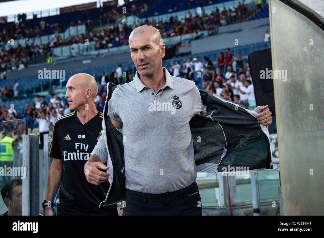 Rome, Italie. Août 11, 2019. Zinedine Zidane manager du Real Madrid lors de la pré-saison match amical entre l'AS Rome et le Real Madrid au Stadio Olimpico, Rome, Italie le 11 août 2019. Photo par Giuseppe maffia. Credit : UK Sports Photos Ltd/Alamy Live News Banque D'Images