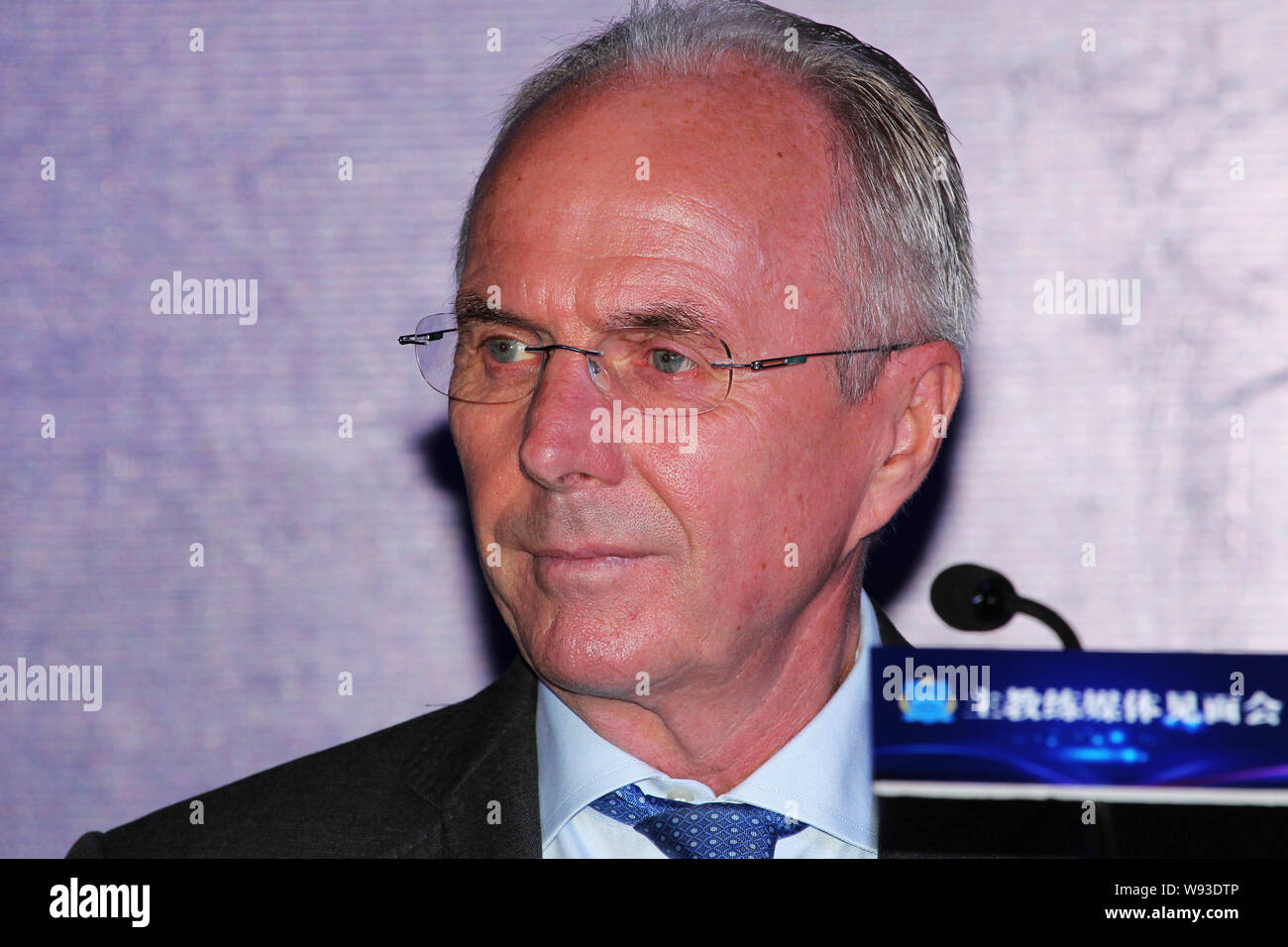 Sven-Goran Eriksson, la nouvelle entraîneure-chef de Chines Guangzhou R&F FC, assiste à une conférence de presse à Guangzhou, Guangdong Chine du sud-est de pr Banque D'Images