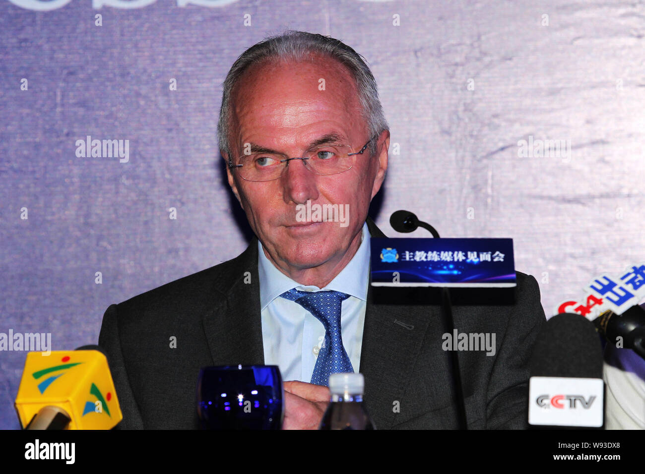 Sven-Goran Eriksson, la nouvelle entraîneure-chef de Chines Guangzhou R&F FC, assiste à une conférence de presse à Guangzhou, Guangdong Chine du sud-est de pr Banque D'Images