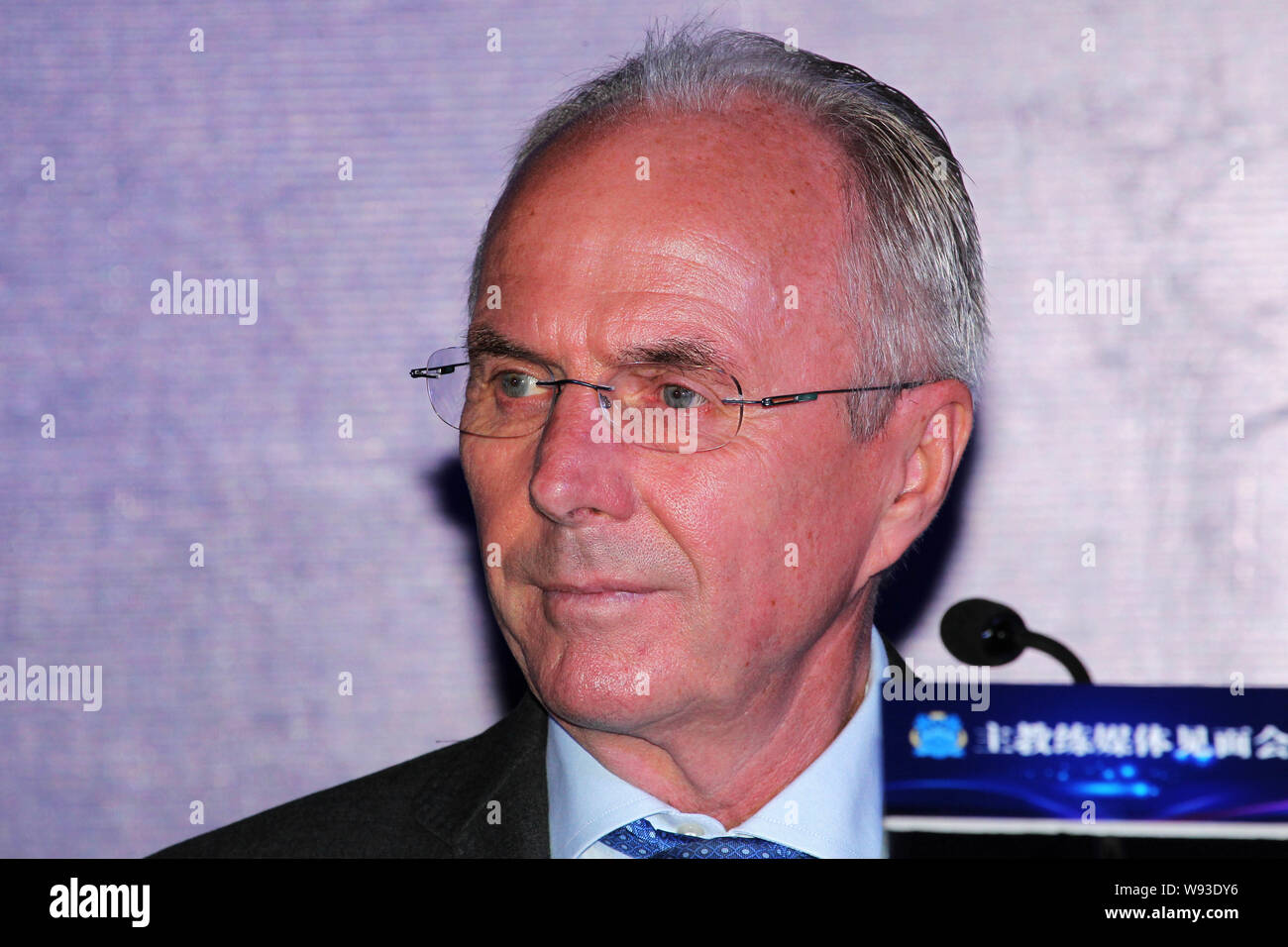 Sven-Goran Eriksson, la nouvelle entraîneure-chef de Chines Guangzhou R&F FC, assiste à une conférence de presse à Guangzhou, Guangdong Chine du sud-est de pr Banque D'Images