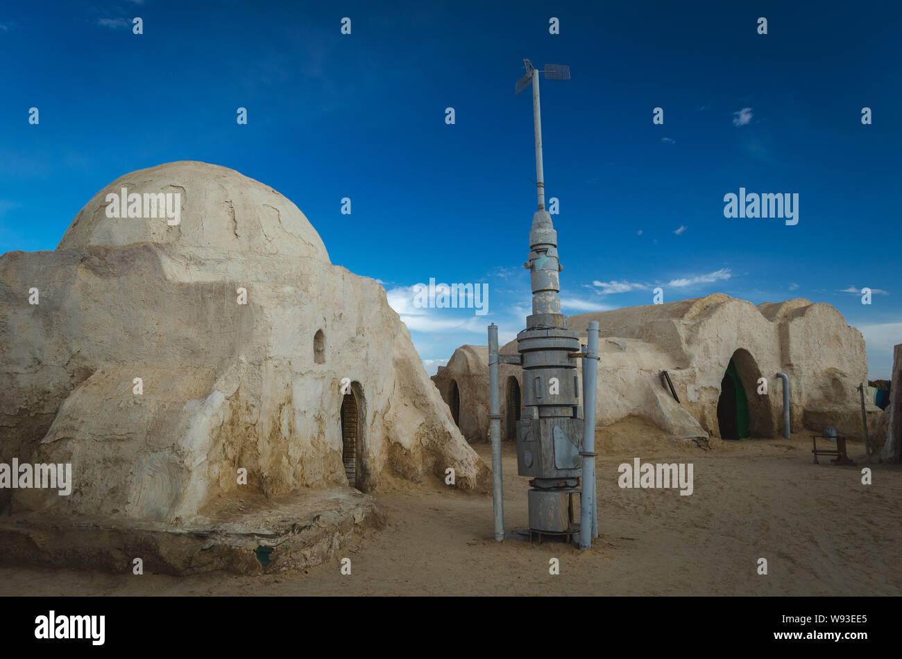 Décor de Star Wars mis en place pour le film. Désert du Sahara, en Tunisie. Banque D'Images