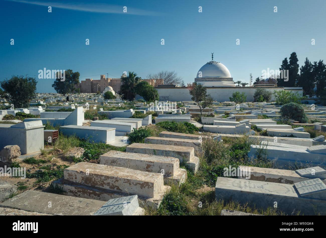 Important que les musulmans cimetière arabe Sidi Mezri à Monastir, Tunisie Banque D'Images