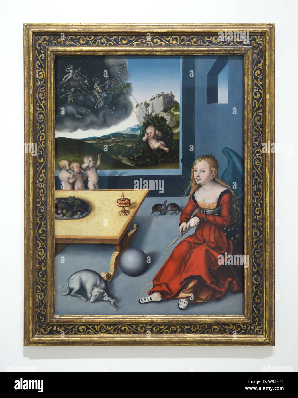 Peinture 'Melancholy' par l'Allemand peintre Lucas Cranach l'Ancien (1532) sur l'affichage dans le Musée Unterlinden (Musée Unterlinden) à Colmar, Alsace, France. Banque D'Images