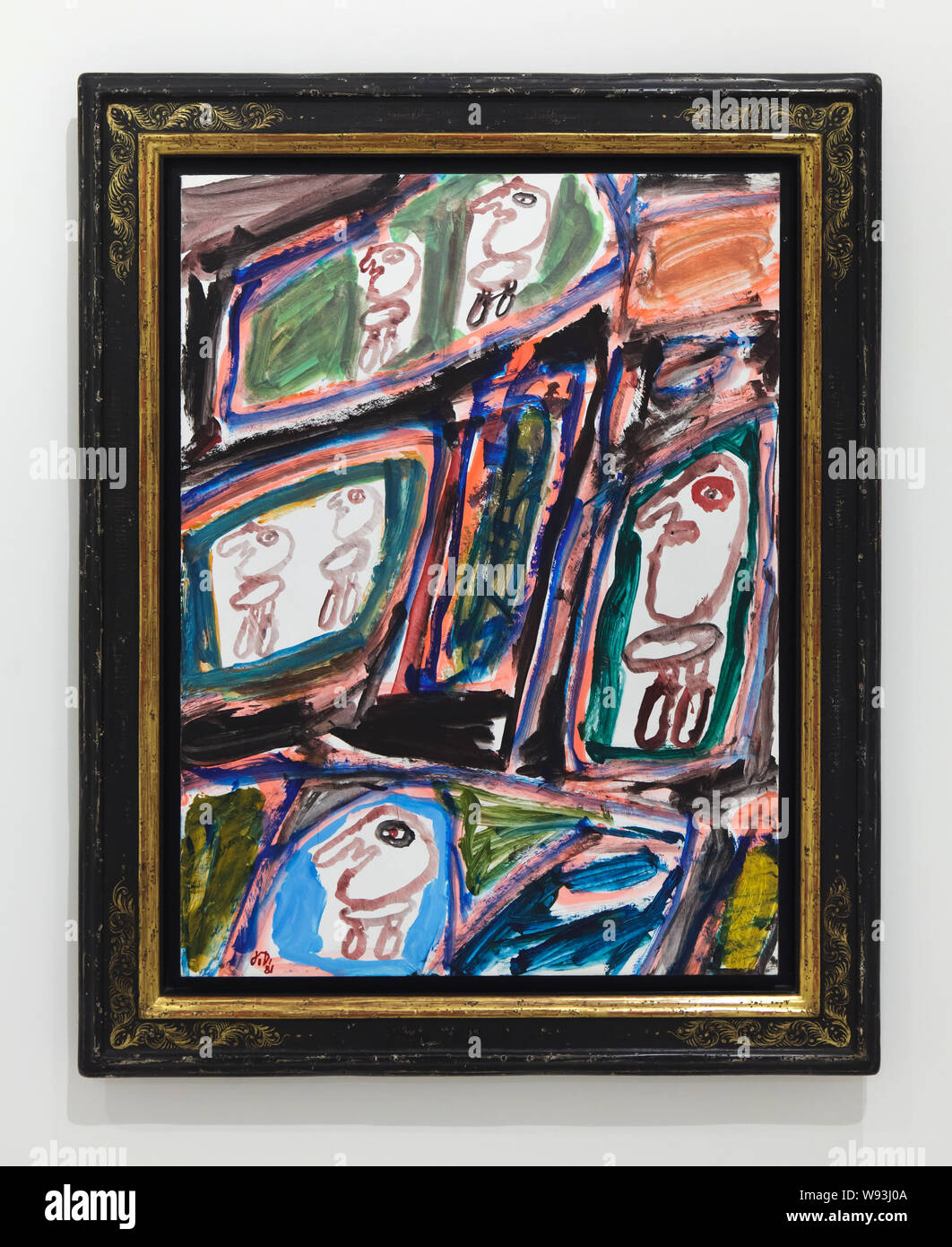 Peinture 'Psycho-site avec six chiffres" du peintre moderne français par Jean Dubuffet (1981) sur l'affichage dans le Musée Unterlinden (Musée Unterlinden) à Colmar, Alsace, France. Banque D'Images