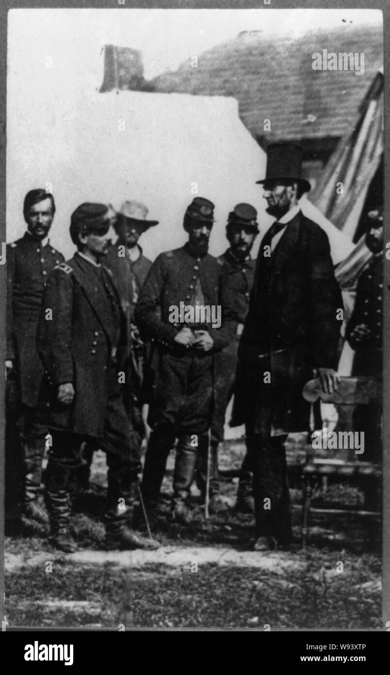 Abraham Lincoln sur bataille à Antietam, Maryland, qui met en évidence la version recadrée McLellan et Lincoln Banque D'Images