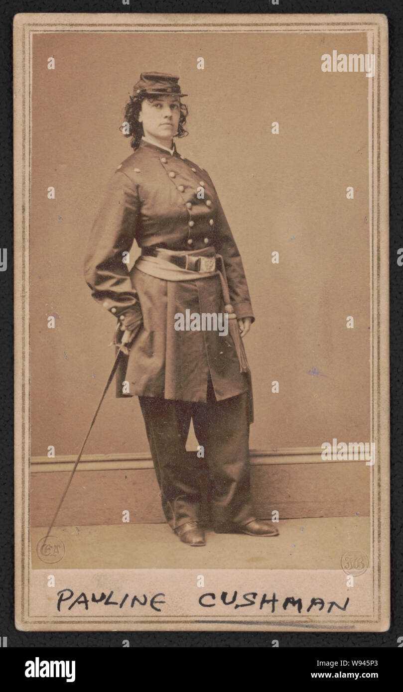 L'actrice et Union européenne spy Pauline Cushman en uniforme avec épée Banque D'Images