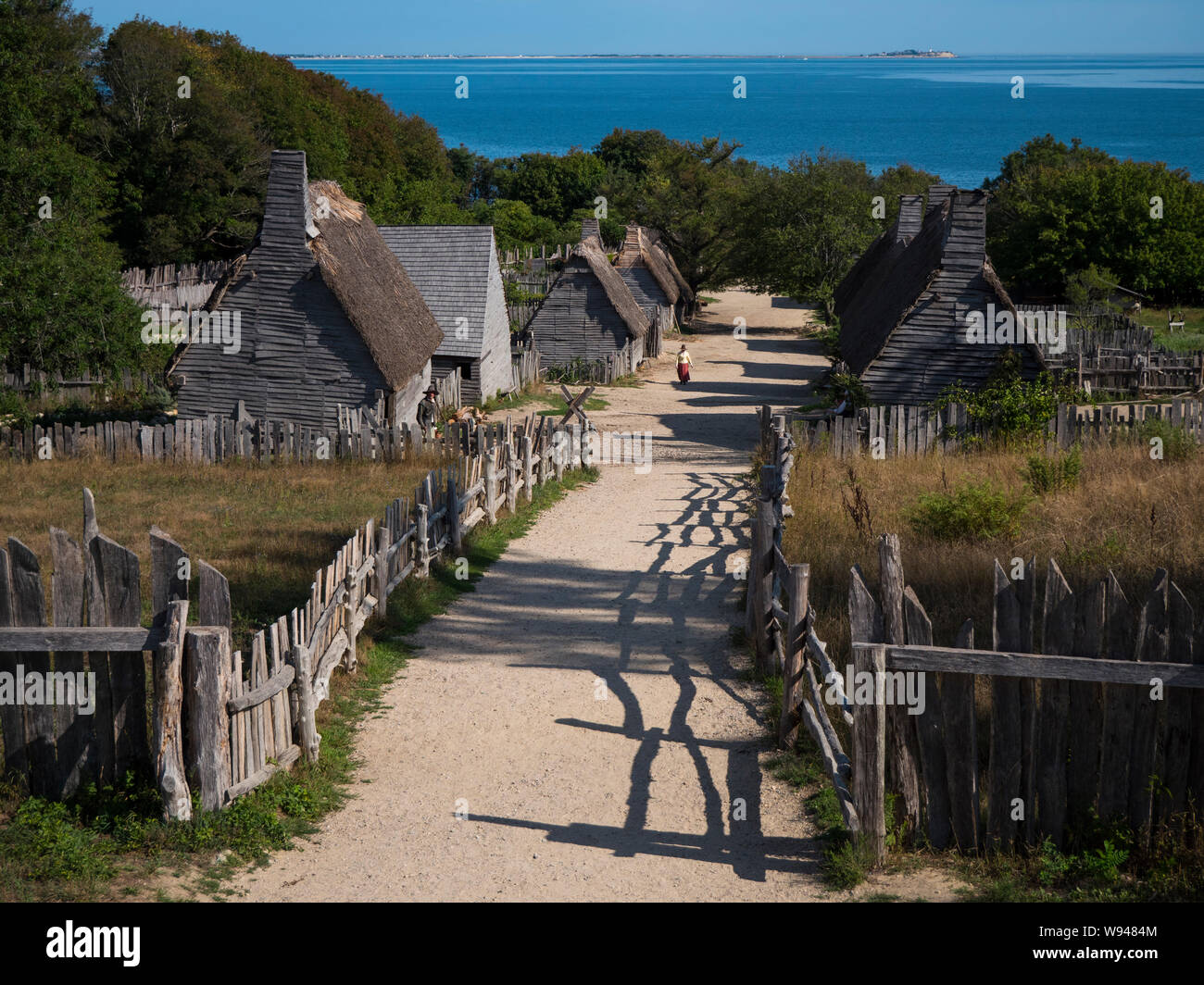 Une femme Plimough pligrim à plantation Banque D'Images