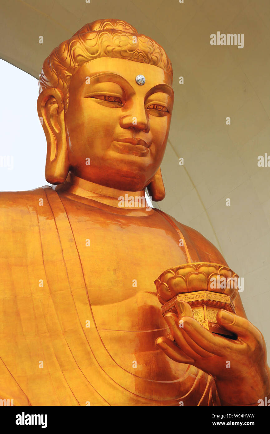 Vue de la statue de Bouddha la plus haute du monde, il s'est après Bouddha Donglin dorée à l'Est, le comté de Xingzi Chines la province de Jiangxi, 19 mai 2013. La con Banque D'Images