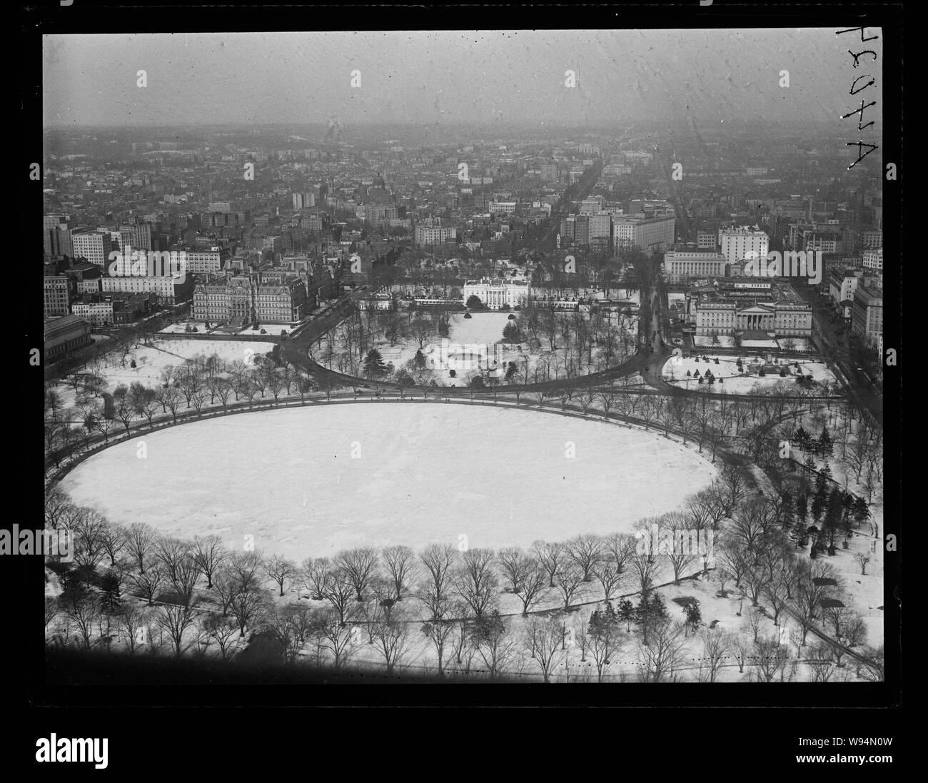 Vue aérienne de la Maison Blanche avec la neige, Washington, D.C. Vue aérienne de la Maison Blanche avec la neige, Washington, D.C. Banque D'Images