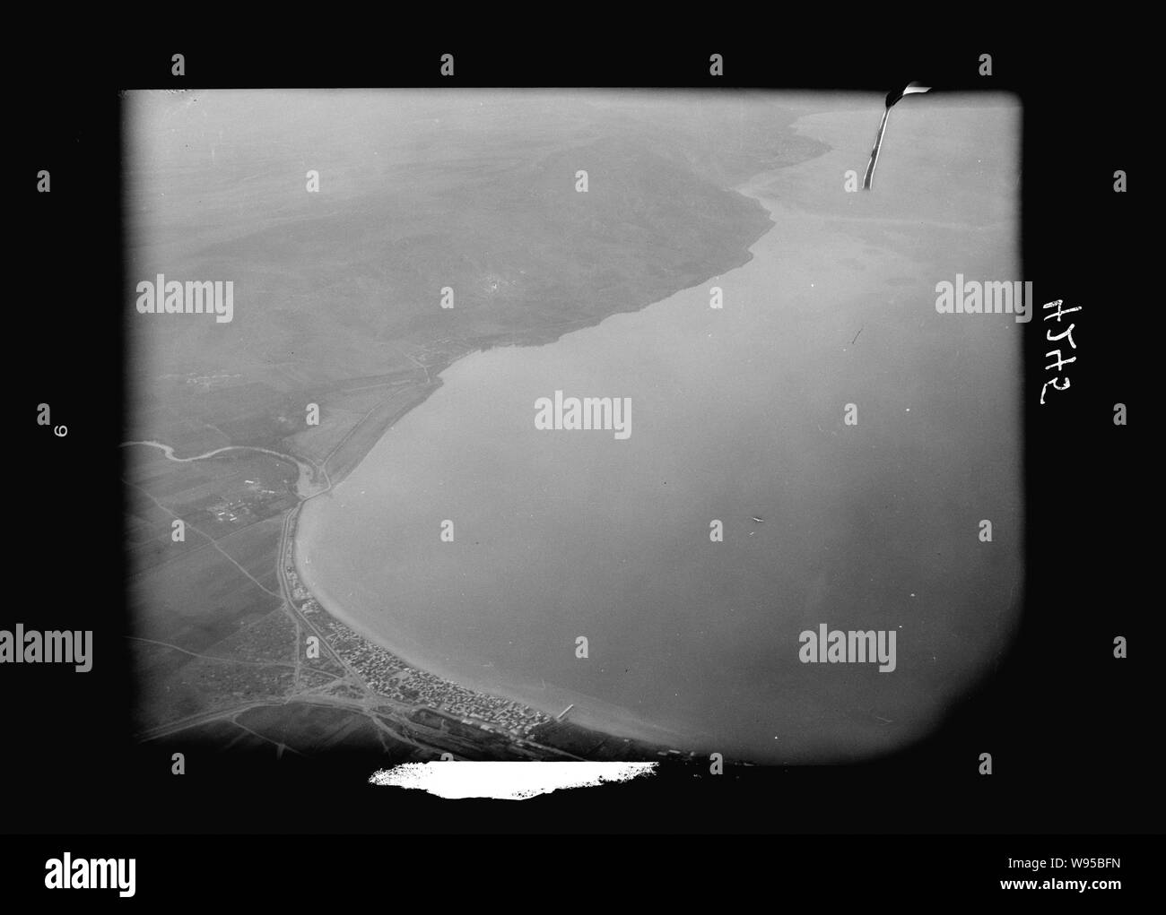 L'air vues de Palestine. Extrémité sud de la mer de Galilée. Semakh et sortie de la Jordanie à partir de la plus grande altitude Banque D'Images