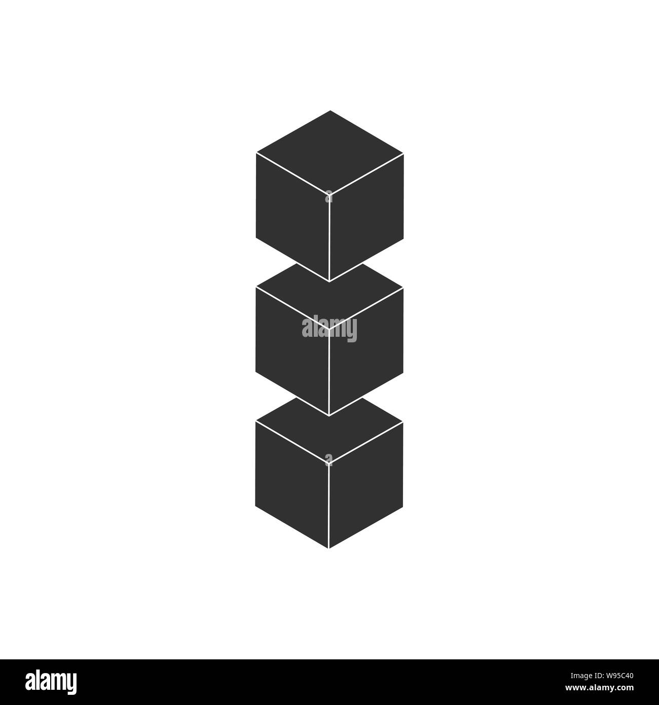 Trois cubes dans la rangée, l'icône de mise en page. L'icône l'icône de couches vectorielles vecteur isolé Illustration de Vecteur