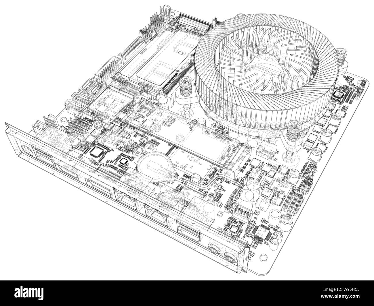 Résumé La technologie de carte mère. Illustration créée de 3d Illustration de Vecteur