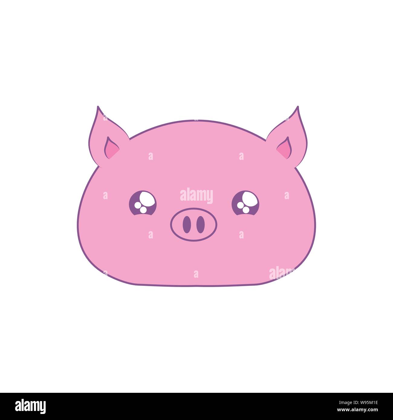 Tete De Cochon Mignon Bebe Animal Vecteur Illustration Design Style Kawaii Image Vectorielle Stock Alamy