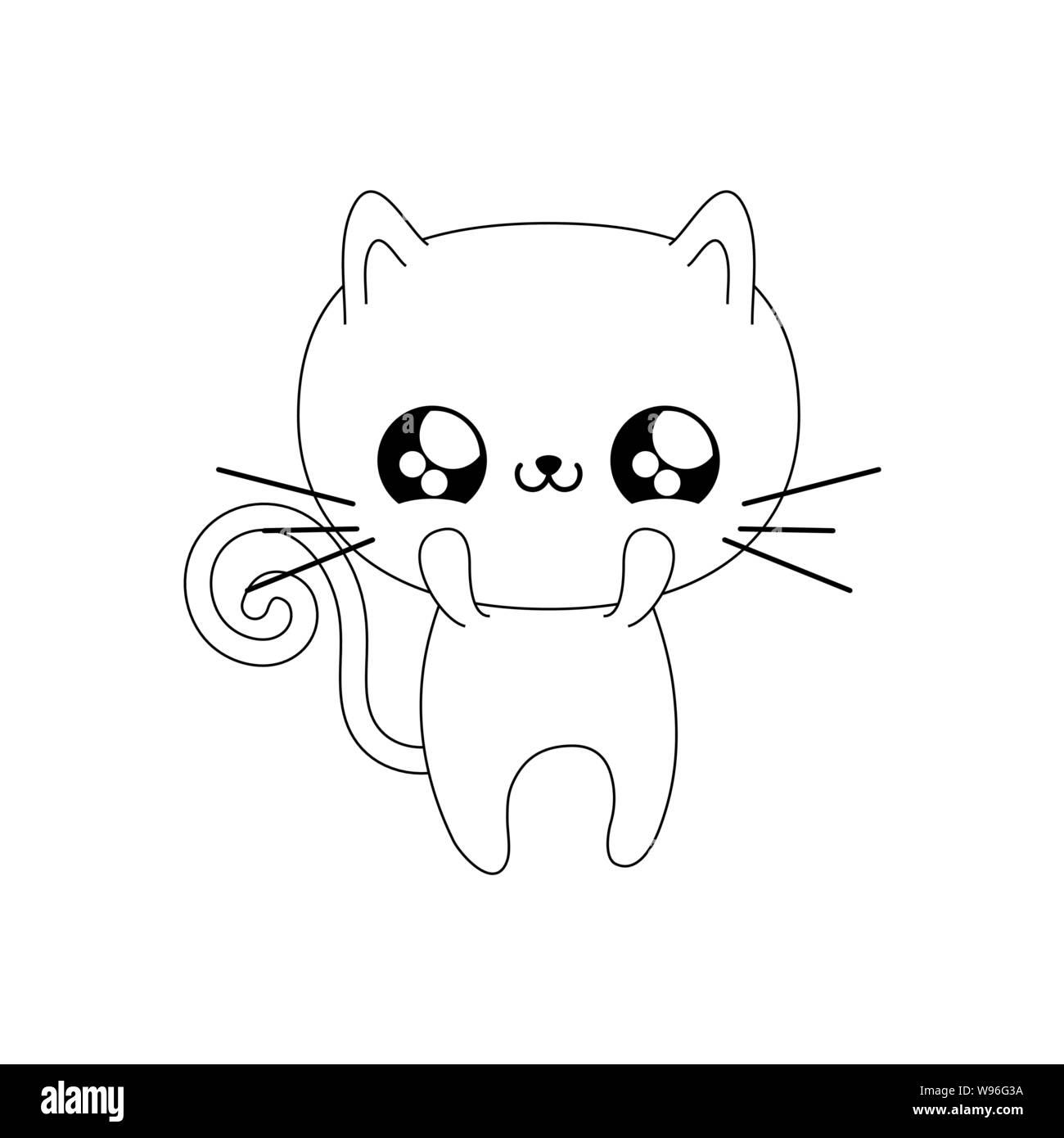 Animal Bebe Chat Mignon Vecteur Illustration Design Style Kawaii Image Vectorielle Stock Alamy