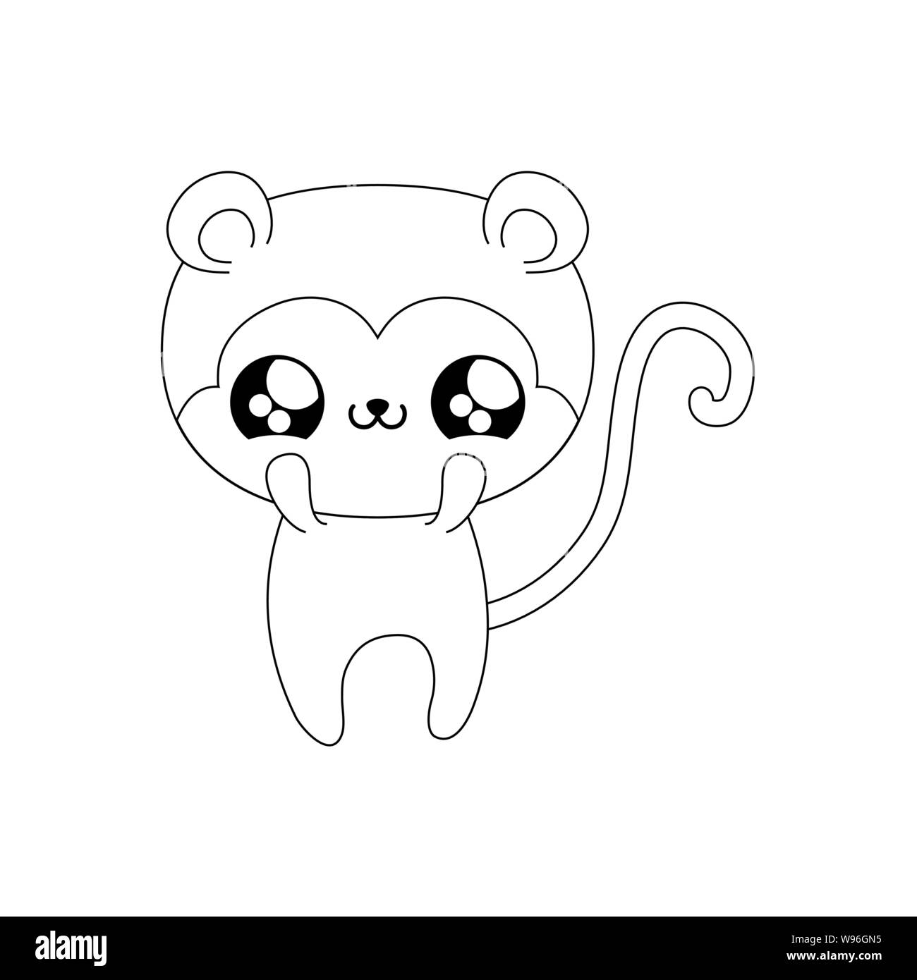 Singe mignon bébé animal vecteur illustration design style kawaii Illustration de Vecteur