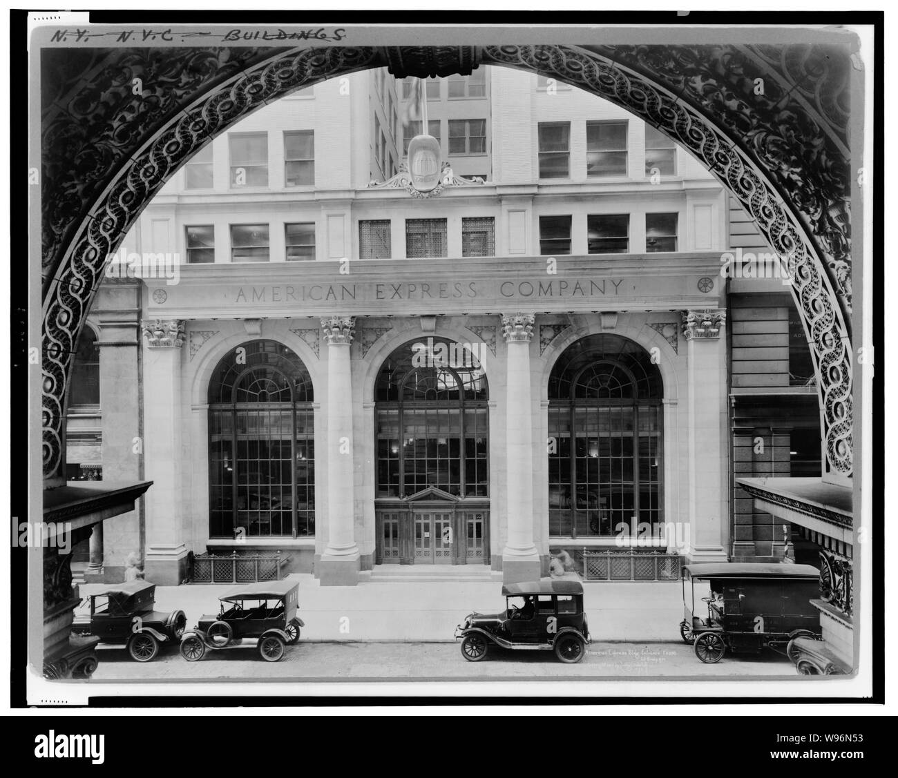American Express Bldg. Entrée privée, 65 B'way, NYC Banque D'Images