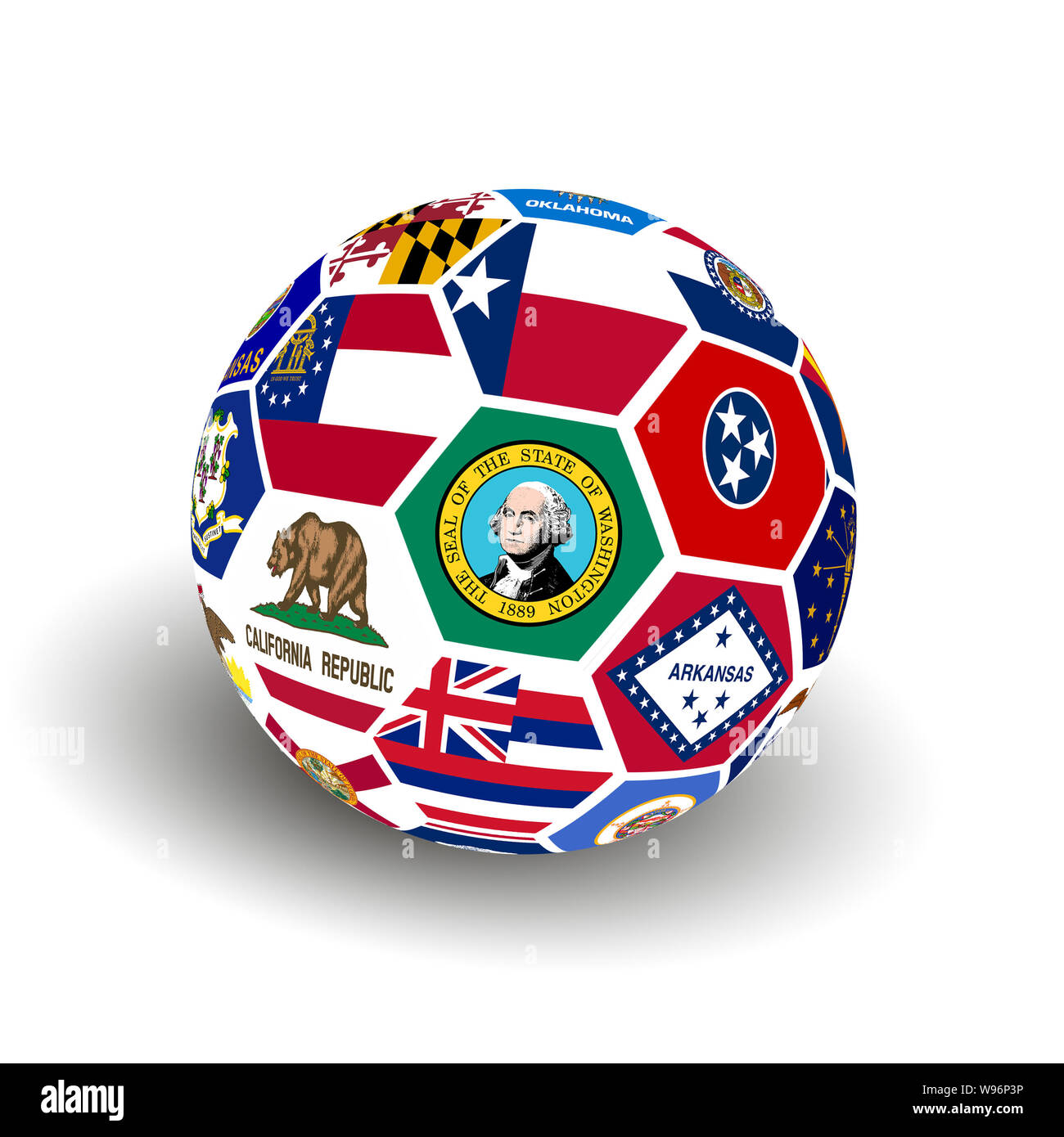 Ballon de soccer avec Collage états américains d'un drapeau blanc sur Banque D'Images