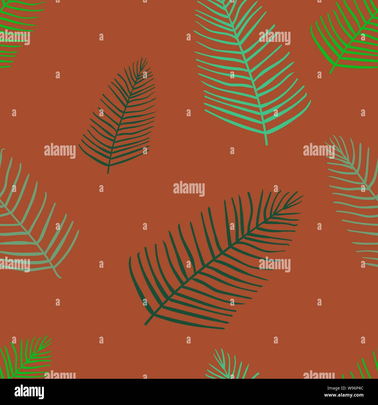 Les feuilles exotiques, forêt tropicale. Tirer la main, sans motif. Vector background. Illustration de Vecteur
