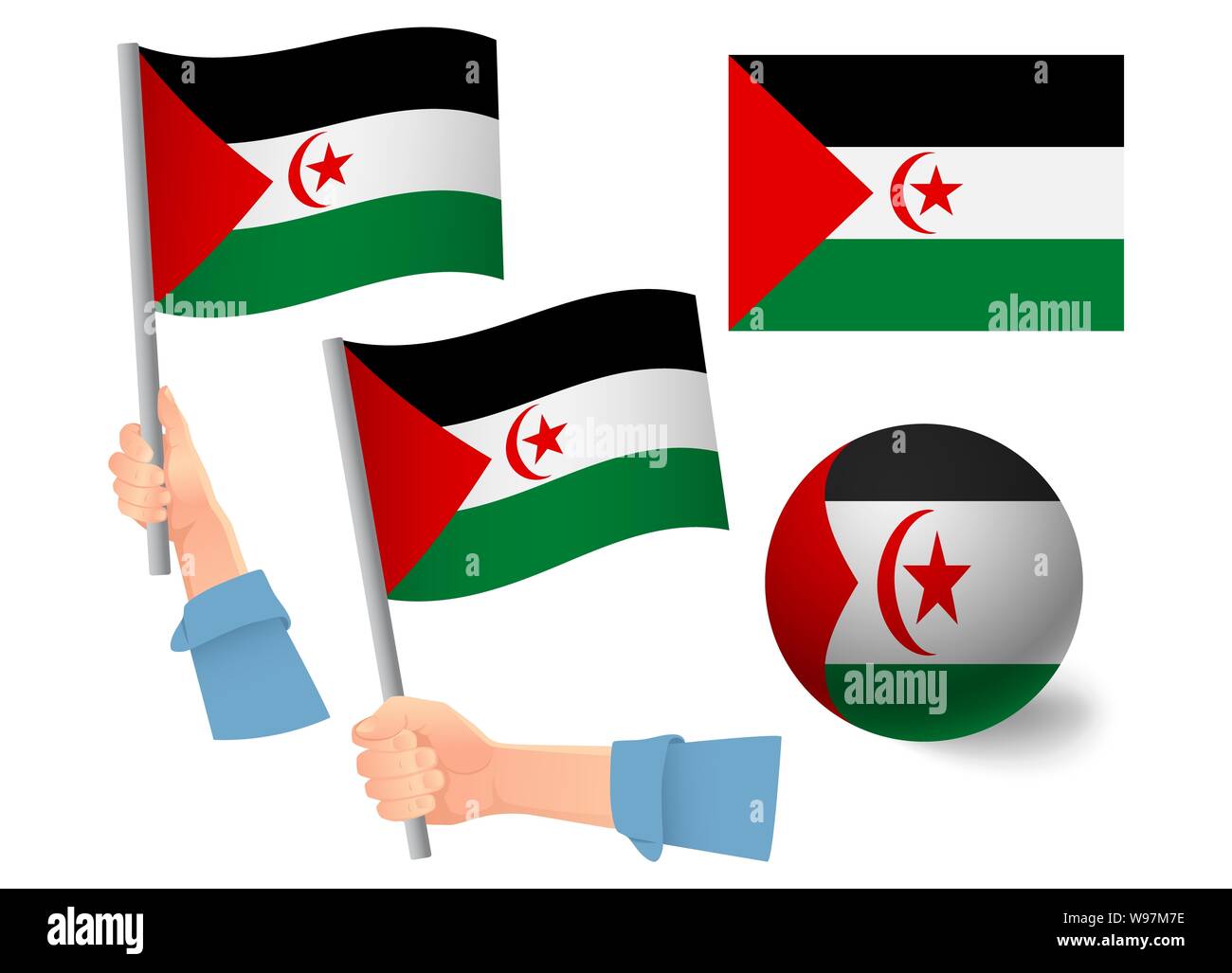 Drapeau de la République arabe sahraouie démocratique dans la main