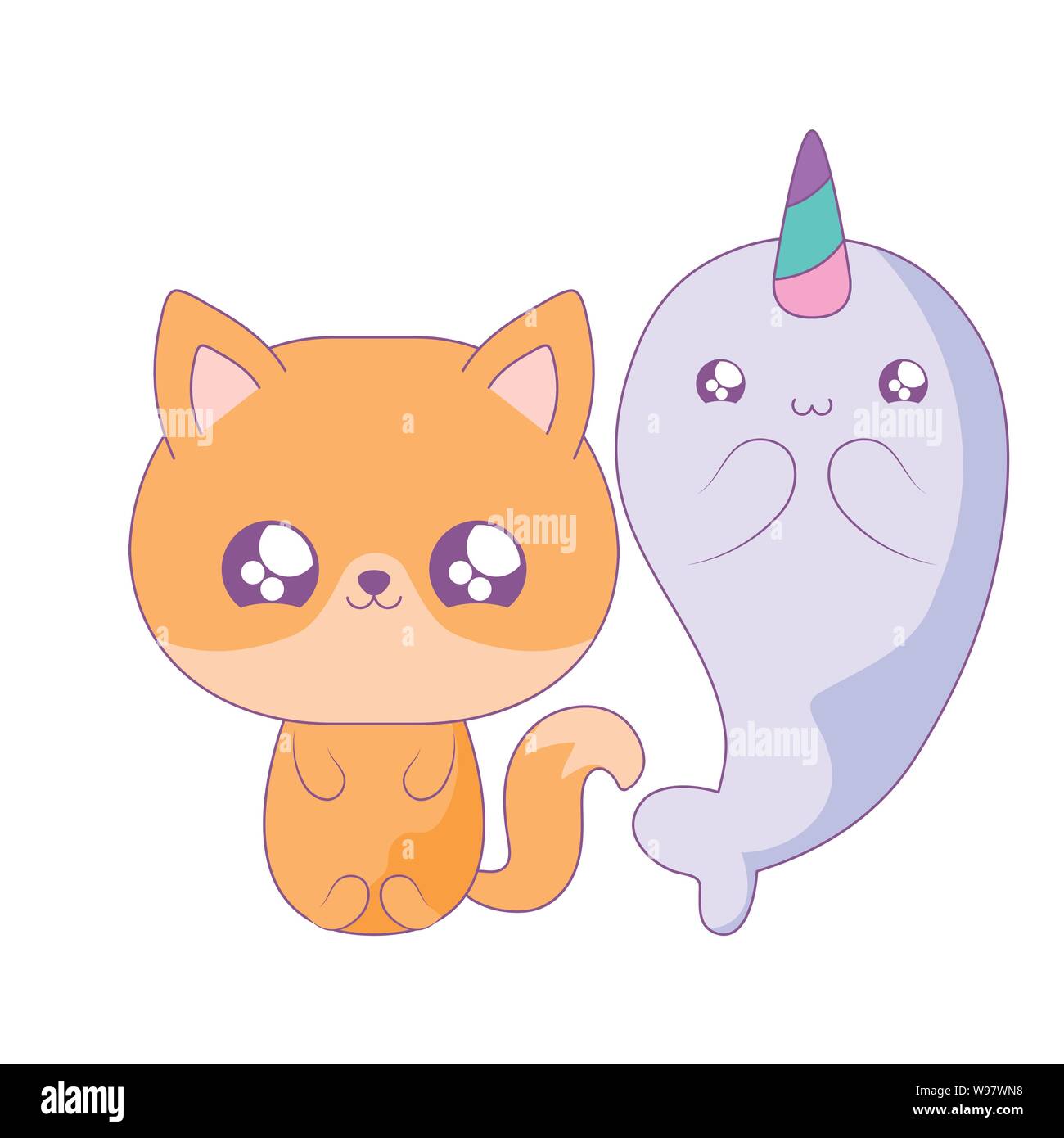 Style Kawaii Cute Fox Image Vectorielle Stock Alamy