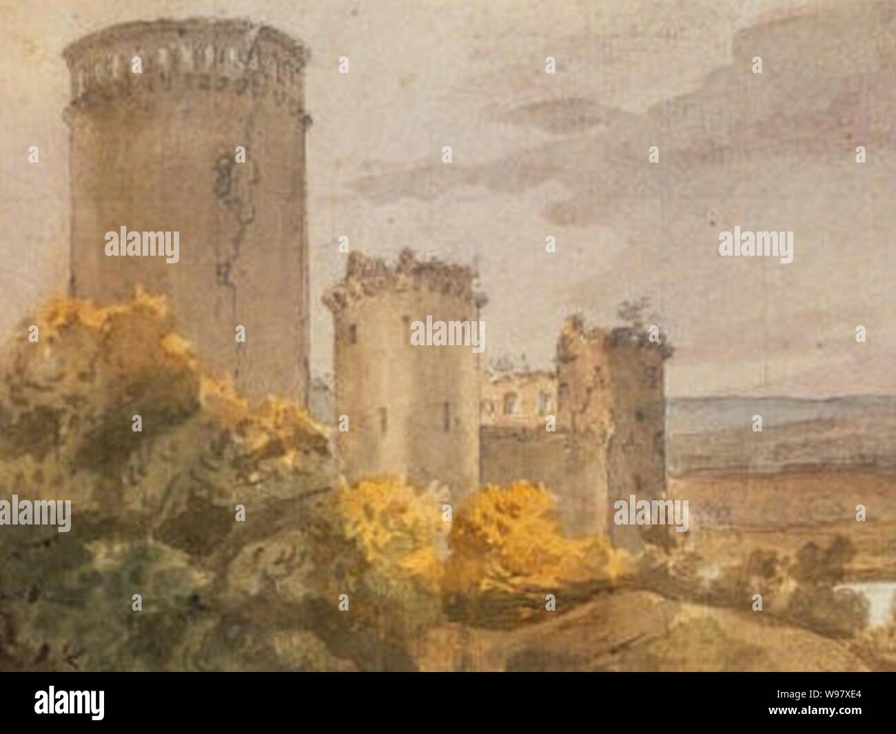 Dessin Château-de-Coucy Rempart 011. Banque D'Images