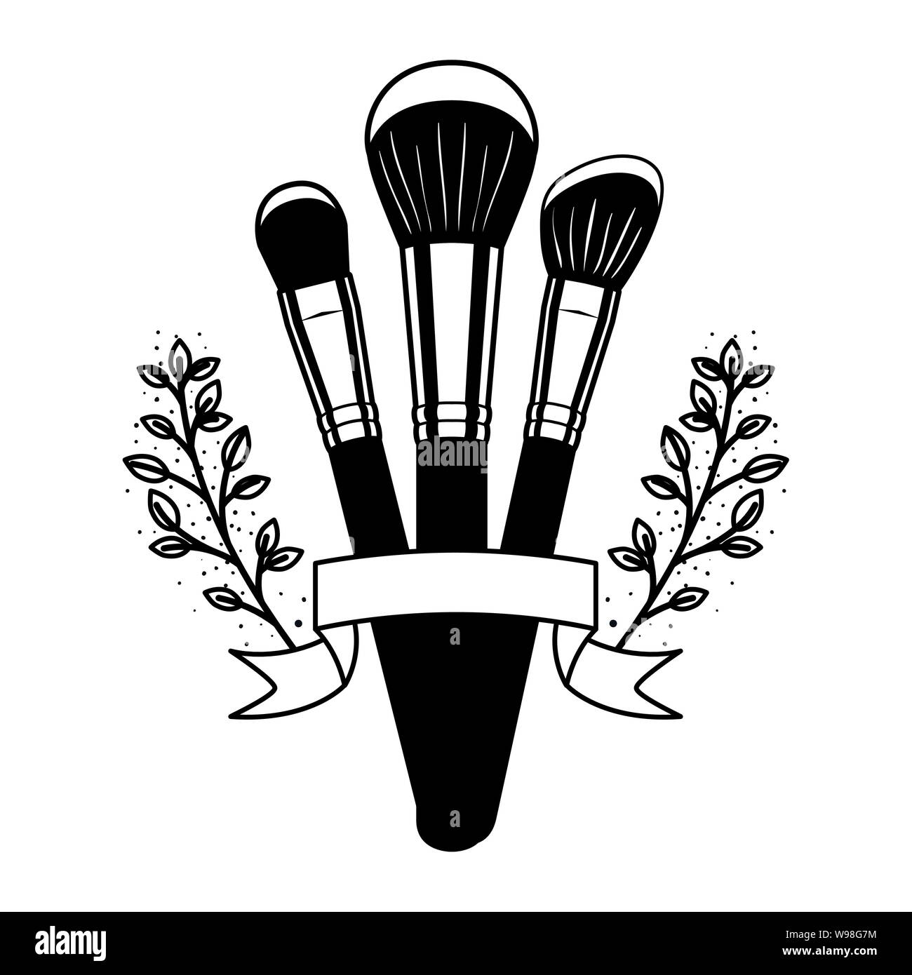 Pinceaux de maquillage sur fond blanc Illustration de Vecteur