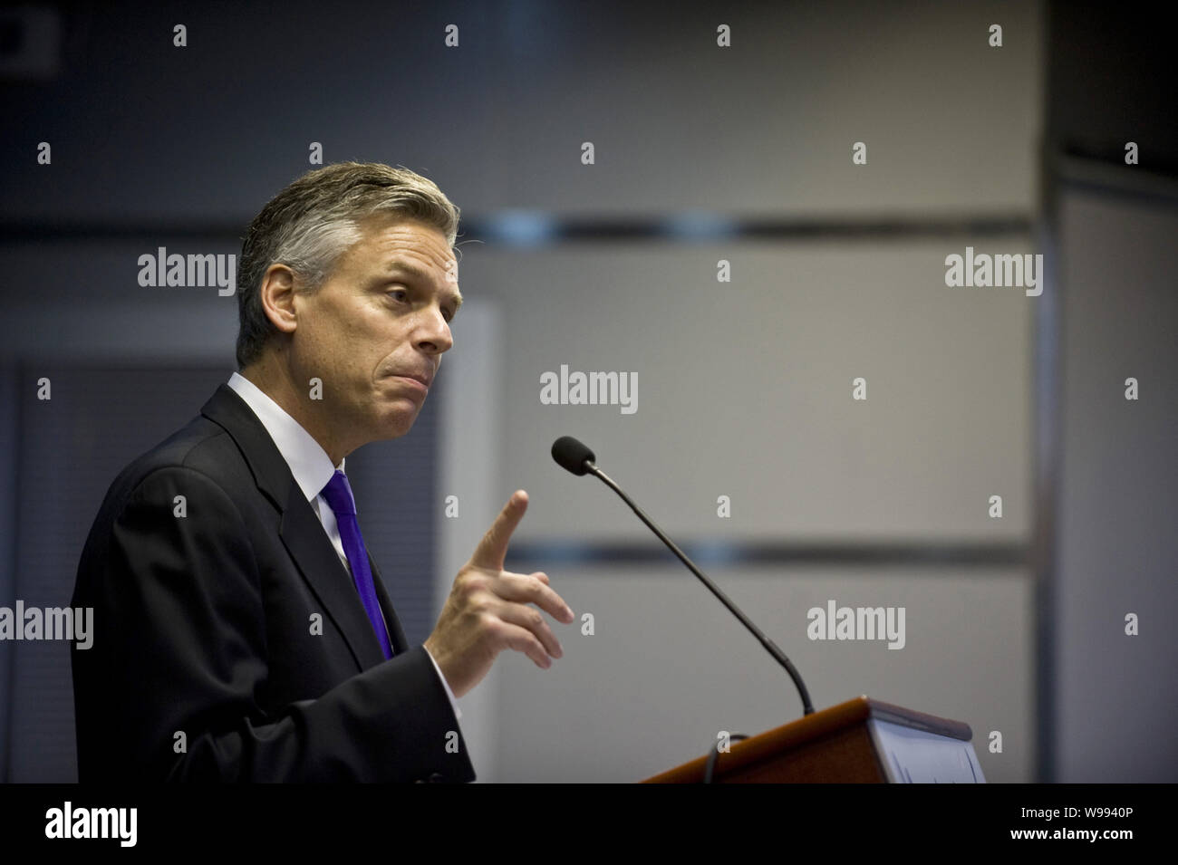 Jon Huntsman Jr., Ambassadeur des États-Unis à la Chine, prononce un discours à l'Université de Hunan Changsha city, Province du Hunan, Chine centrale Banque D'Images