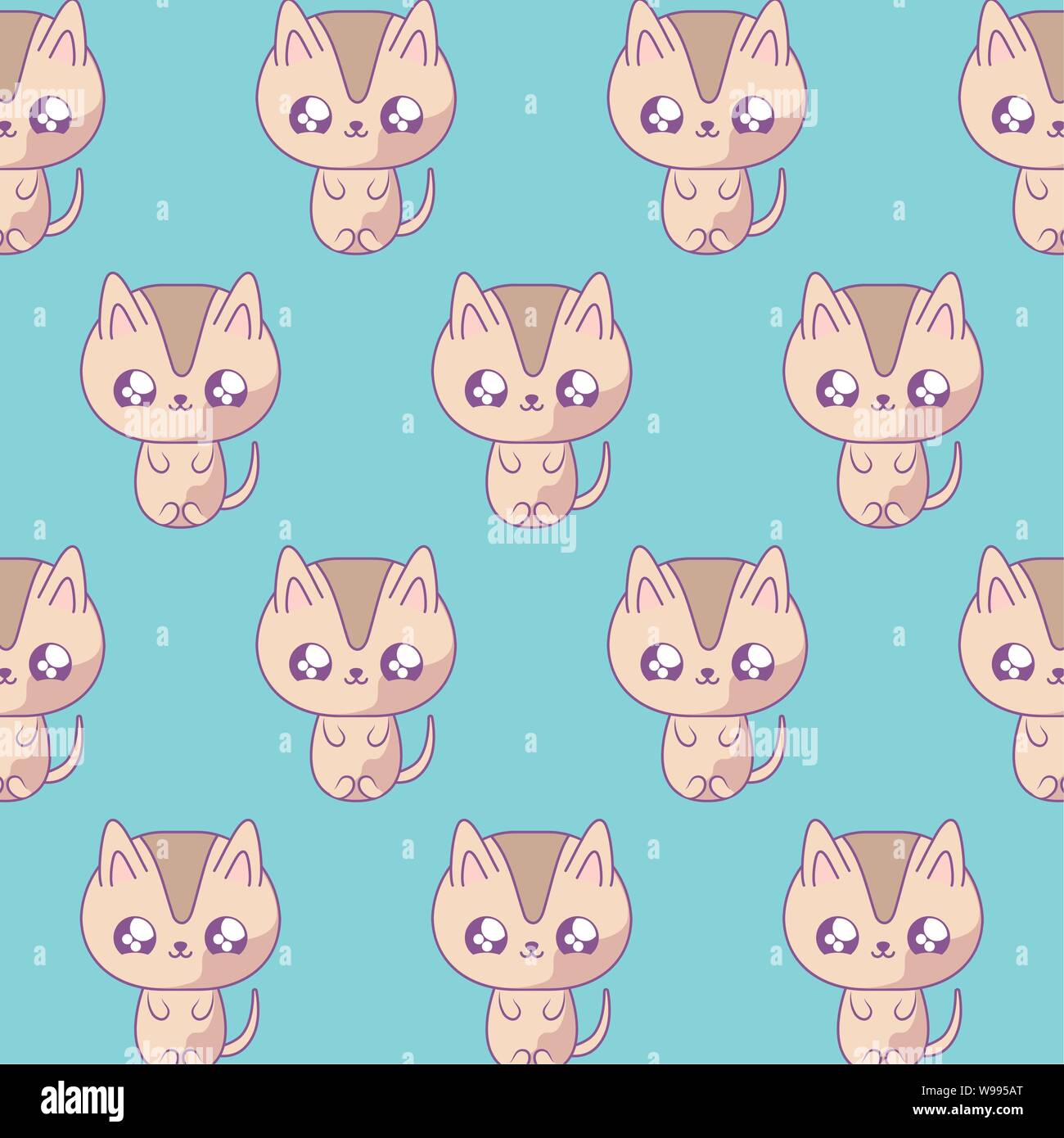 Schema Des Chats Mignons Animaux Bebe Style Kawaii Vector Illustration Design Image Vectorielle Stock Alamy