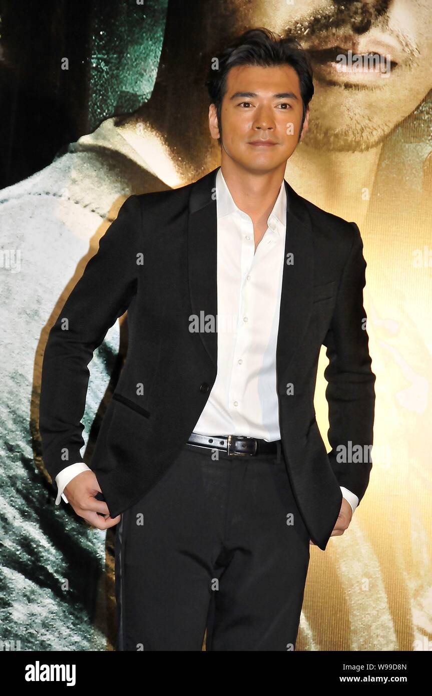 Takeshi Kaneshiro acteur taiwanais assiste à la première du film, Wu Xia, au Hong Kong Convention and Exhibition Centre, Hong Kong, Chine Banque D'Images