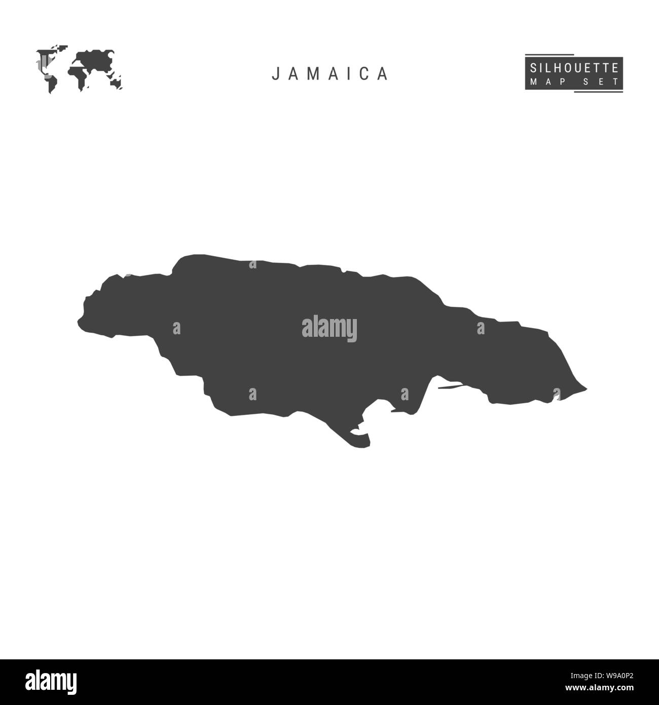 La Jamaïque scénario vierge site isolé sur fond blanc. High-Detailed Site silhouette noire de la Jamaïque. Illustration de Vecteur