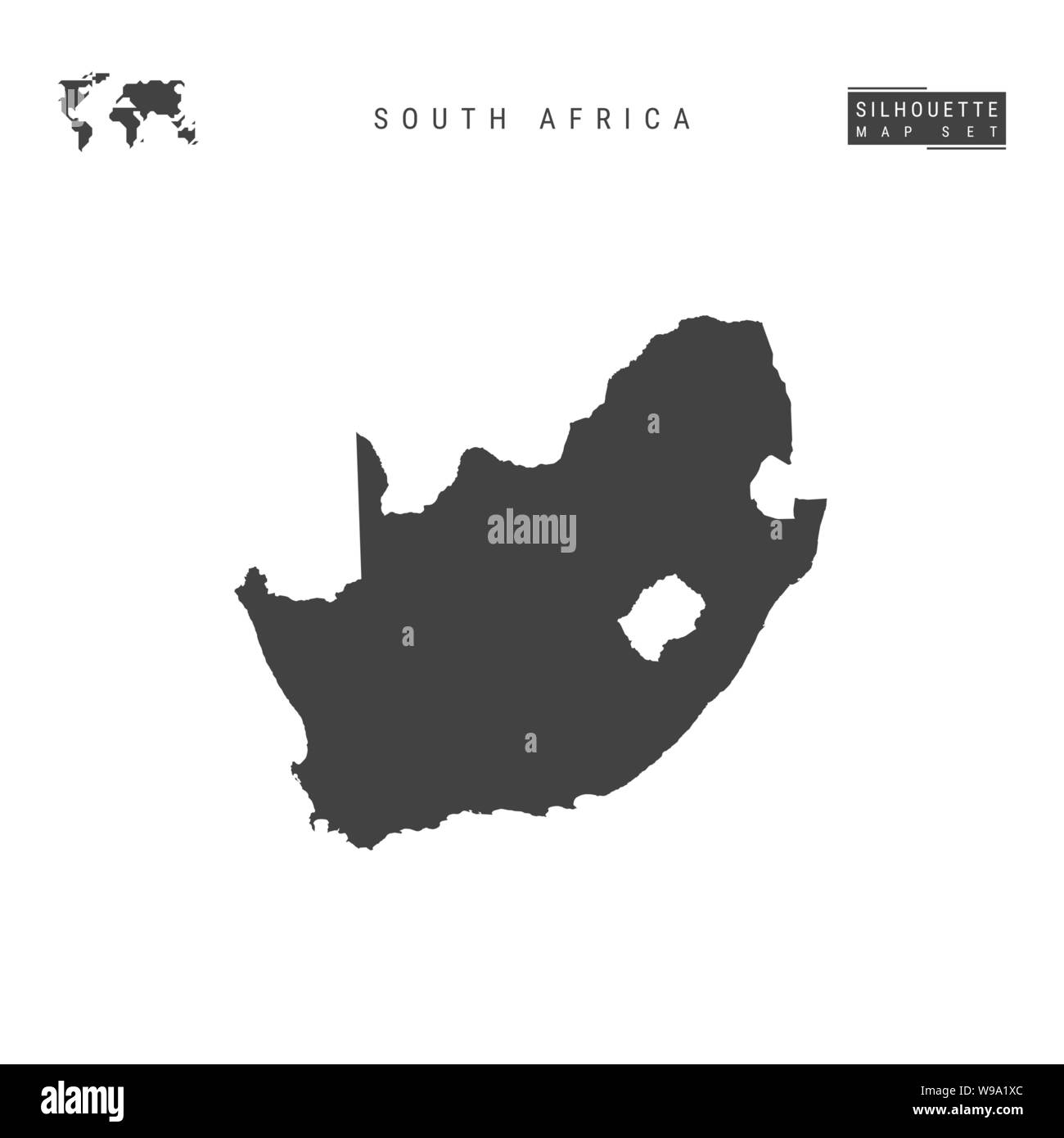 L'Afrique du Sud Carte vecteur vide isolé sur fond blanc. High-Detailed silhouette noire Carte de l'Afrique du Sud. Illustration de Vecteur