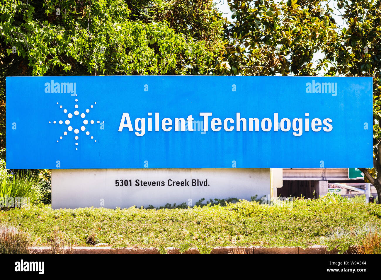 12 août 2019 Santa Clara / CA / USA - Agilent Technologies signent à leur administration centrale dans la Silicon Valley, Agilent Technologies, Inc. est un re Banque D'Images