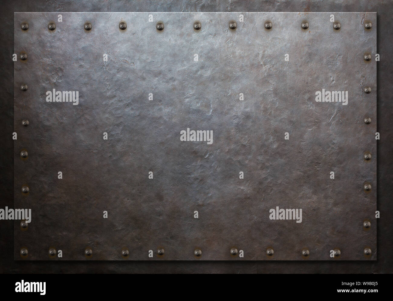 Plaque métal rivets rustique avec arrière-plan 3d illustration Banque D'Images