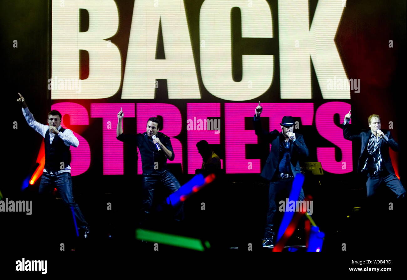Groupe pop américain Backstreet Boys effectuer au Shanghai concert de leur tournée mondiale, c'est nous, à Shanghai, Chine, 14 mars 2010. Banque D'Images