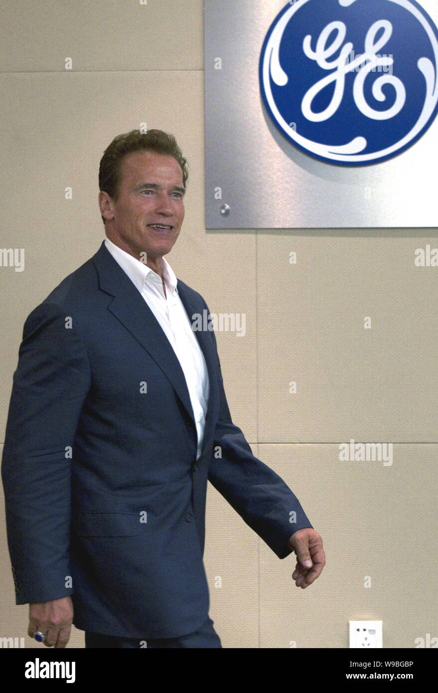 Le gouverneur de la Californie, Arnold Schwarzenegger est vu à l'Expo park de Shanghai, Chine, le 12 septembre 2010. Le gouverneur de la Californie, Arnold Schwarzenegger et Banque D'Images