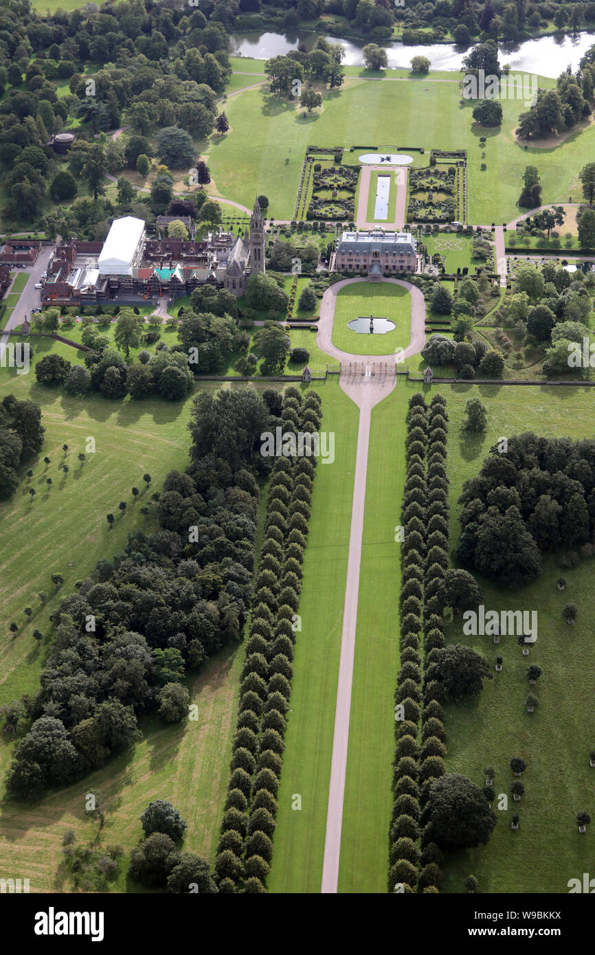 Vue aérienne de Eaton Hall sur le Duc de Westminster Eaton Estate dans Cheshire, Royaume-Uni Banque D'Images